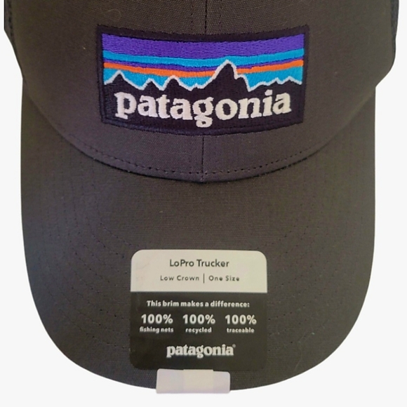 PATAGONIA Lo Pro Logo Trucker Hat Unisex Sustainable Adjustable Baseball Cap NWT - Picture 2 of 6